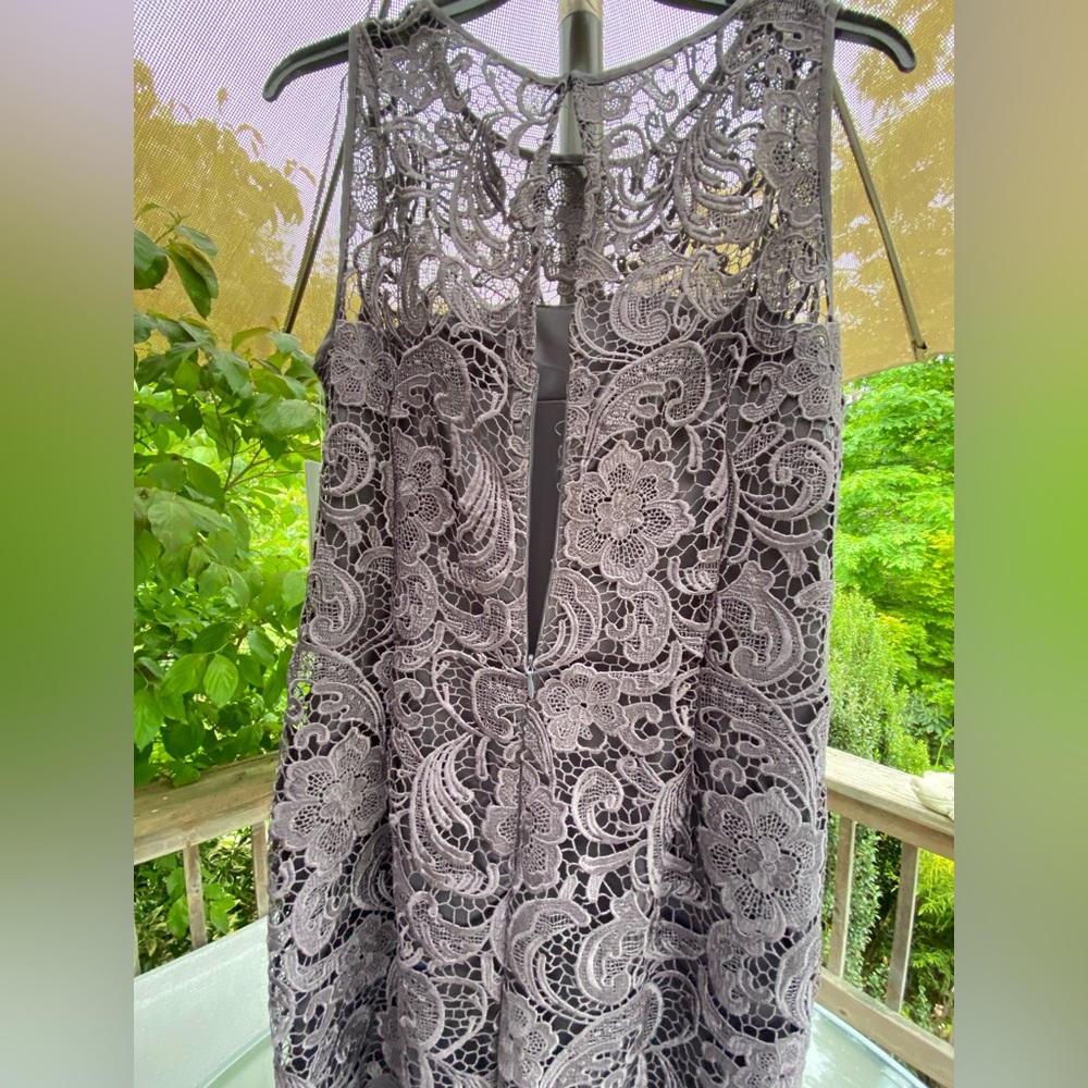 NWT Price Drop‼️Adrianna Papell. Mid-Gray Short to Midi, Lace Dress. Size:4 - Picture 2 of 11